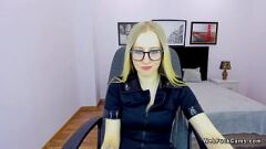 Play Euro Blonde Babe in Glasses Showing Off Small Tits on Webcam